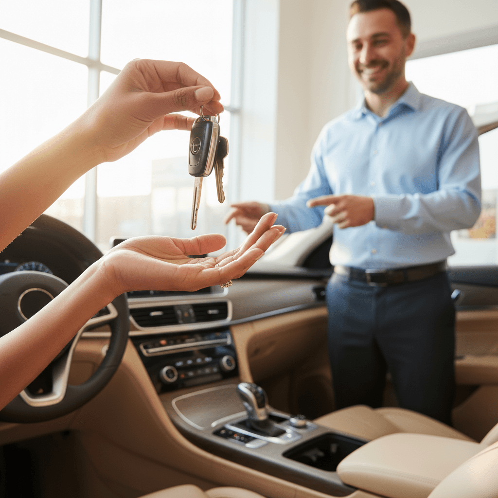 Erfolgreiche Fahrzeugübergabe und freundliche Transaktion